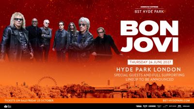 Bon Jovi, first headliner announced for American Express presents BST Hyde Park 2027, playing Hyde Park, London on Thursday 24 June 2027.